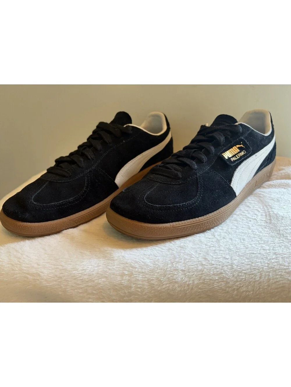 Puma Palermo Black Suede Sneakers Men's NWOT Gum Sole Leather Size 11.5